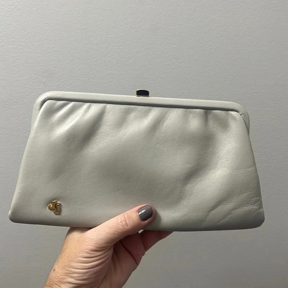 JANE Shilton leather clutch light grey - Picture 2 of 7